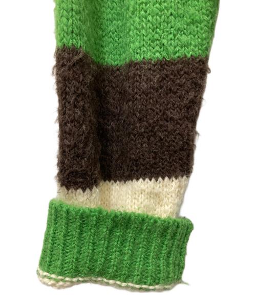 doublet（ダブレット）doublet (ダブレット) ZIP UP STRIPE CARDIGAN アイボリー×グリーン サイズ:Mの古着・服飾アイテム