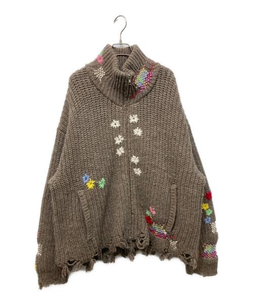 doublet（ダブレット）doublet (ダブレット) DARNING CUT OFF DRIVERS KNITWEAR ベージュ サイズ:Lの古着・服飾アイテム