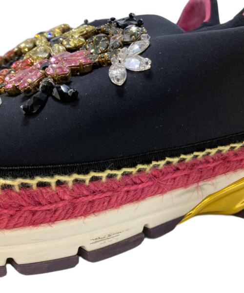 DOLCE & GABBANA（ドルチェ＆ガッバーナ）DOLCE & GABBANA (ドルチェ＆ガッバーナ) フラワービジュー ローカットスニーカー ブラック サイズ:不明の古着・服飾アイテム
