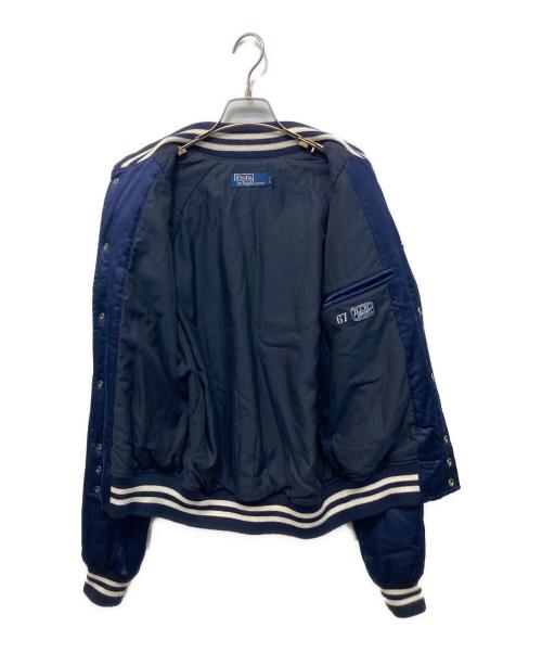 POLO RALPH LAUREN（ポロ・ラルフローレン）POLO RALPH LAUREN (ポロ・ラルフローレン) NEW YORK サテンバーシティジャケット ネイビー サイズ:XSの古着・服飾アイテム