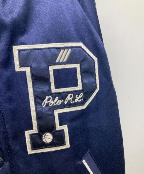 POLO RALPH LAUREN（ポロ・ラルフローレン）POLO RALPH LAUREN (ポロ・ラルフローレン) NEW YORK サテンバーシティジャケット ネイビー サイズ:XSの古着・服飾アイテム