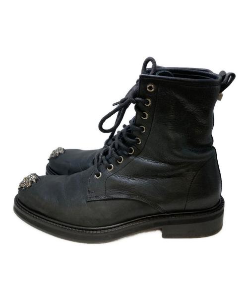 VERSACE（ヴェルサーチェ）VERSACE (ヴェルサーチェ) メデューサエンブレムレースアップブーツ ブラック サイズ:41の古着・服飾アイテム