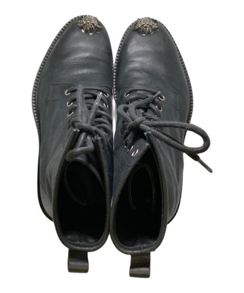 VERSACE（ヴェルサーチェ）VERSACE (ヴェルサーチェ) メデューサエンブレムレースアップブーツ ブラック サイズ:41の古着・服飾アイテム