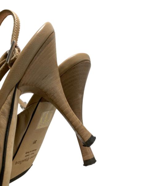 Acne studios（アクネ ストゥディオス）ACNE STUDIOS (アクネ ストゥディオス) Leather Slingback Pumps ベージュ サイズ:37の古着・服飾アイテム