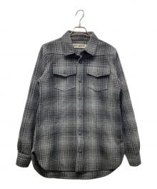 OFFWHITE（オフホワイト）の古着「バックペイントチェックシャツ」｜グレー