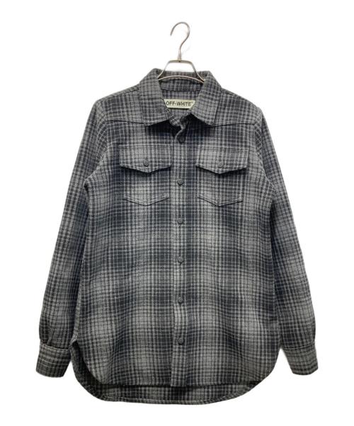 OFFWHITE（オフホワイト）OFFWHITE (オフホワイト) バックペイントチェックシャツ グレー サイズ:SIZE XXSの古着・服飾アイテム