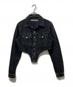 JOHN LAWRENCE SULLIVANジョン ローレンス サリバン）の古着「ウォッシュドデニムカッティングジャケット」｜ブラック