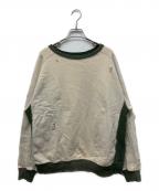 Needlesニードルズ）の古着「2-Tone Crew Neck Sweat Shirt」｜ベージュ×グリーン