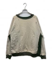 Needles（ニードルズ）の古着「2-Tone Crew Neck Sweat Shirt」｜ベージュ×グリーン