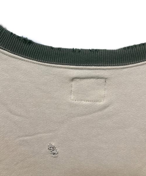 Needles（ニードルズ）Needles (ニードルズ) 2-Tone Crew Neck Sweat Shirt ベージュ×グリーン サイズ:Mの古着・服飾アイテム