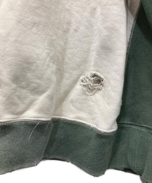 Needles（ニードルズ）Needles (ニードルズ) 2-Tone Crew Neck Sweat Shirt ベージュ×グリーン サイズ:Mの古着・服飾アイテム