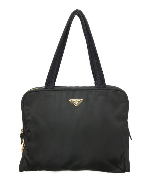 PRADA（プラダ）PRADA (プラダ) ナイロントートバッグ ブラック×ゴールドの古着・服飾アイテム