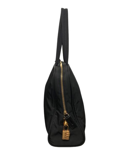 PRADA（プラダ）PRADA (プラダ) ナイロントートバッグ ブラック×ゴールドの古着・服飾アイテム