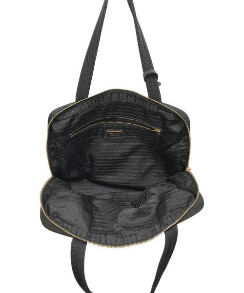 PRADA（プラダ）PRADA (プラダ) ナイロントートバッグ ブラック×ゴールドの古着・服飾アイテム