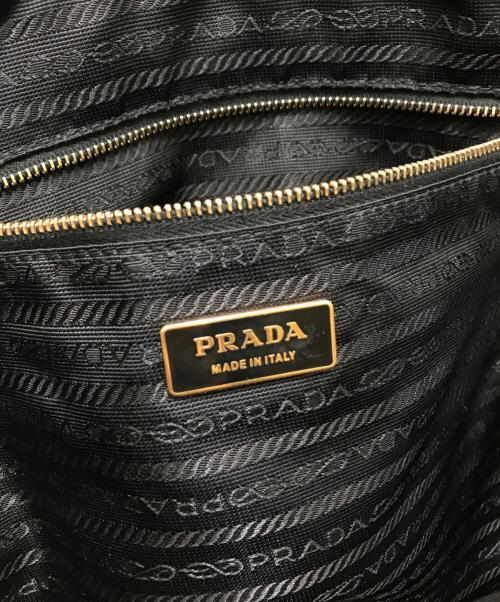 PRADA（プラダ）PRADA (プラダ) ナイロントートバッグ ブラック×ゴールドの古着・服飾アイテム