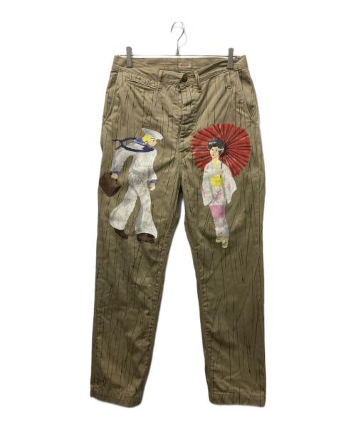 KAPITAL（キャピタル）KAPITAL (キャピタル) ペイントワークパンツ ベージュ サイズ:Lの古着・服飾アイテム
