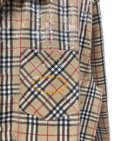 AFB（エーエフビー）AFB (エーエフビー) SPANGLE SHIRTS ベージュ サイズ:Mの古着・服飾アイテム