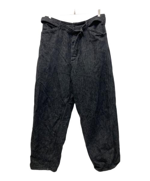 COMOLI（コモリ）COMOLI (コモリ) ベルテッドデニムパンツ ブラック サイズ:SIZE 2の古着・服飾アイテム