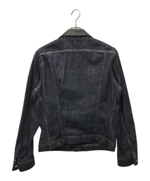 DIESEL（ディーゼル）DIESEL (ディーゼル) レザーカラーデニムトラッカージャケット インディゴ サイズ:Mの古着・服飾アイテム