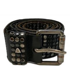 中古・古着通販】666 (666) 3連ピラミッドスタッズベルト ブラック