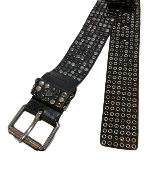 htc（エイチティーシー）HTC (エイチティーシー) ラインストーンスタッズベルト ブラックの古着・服飾アイテム