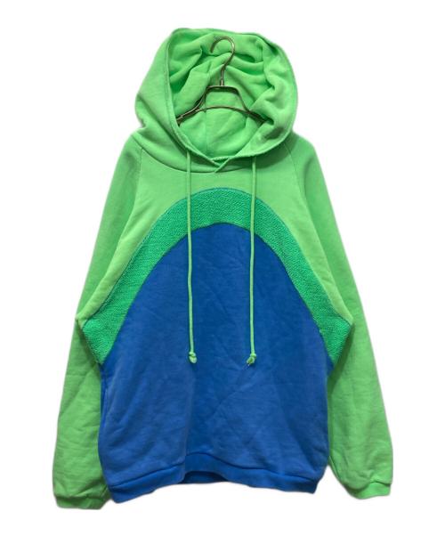 ERL（イーアールエル）ERL (イーアールエル) Rainbow Hoodie Knit グリーン×ブルー サイズ:Mの古着・服飾アイテム