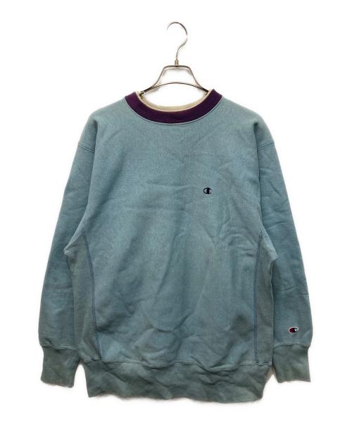 Champion（チャンピオン）Champion (チャンピオン) 90'S エルボーパッチ リバースウィーブスウェット ブルー×パープル サイズ:XLの古着・服飾アイテム