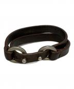 Maison Margielaメゾンマルジェラ）の古着「レザーダブルリングブレスレット」｜ブラウン