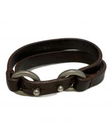 Maison Margiela（メゾンマルジェラ）の古着「レザーダブルリングブレスレット」｜ブラウン