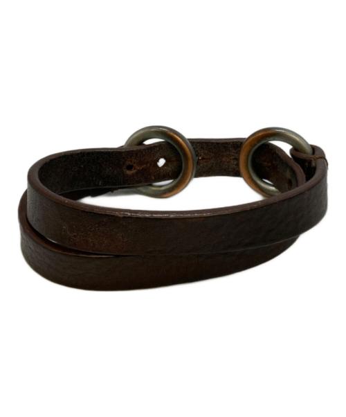 Maison Margiela（メゾンマルジェラ）Maison Margiela (メゾンマルジェラ) レザーダブルリングブレスレット ブラウンの古着・服飾アイテム