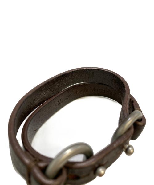 Maison Margiela（メゾンマルジェラ）Maison Margiela (メゾンマルジェラ) レザーダブルリングブレスレット ブラウンの古着・服飾アイテム