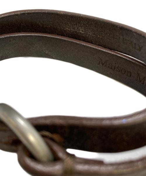 Maison Margiela（メゾンマルジェラ）Maison Margiela (メゾンマルジェラ) レザーダブルリングブレスレット ブラウンの古着・服飾アイテム