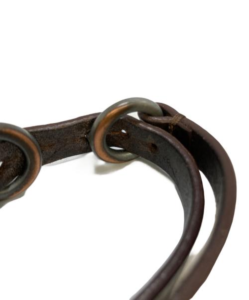 Maison Margiela（メゾンマルジェラ）Maison Margiela (メゾンマルジェラ) レザーダブルリングブレスレット ブラウンの古着・服飾アイテム