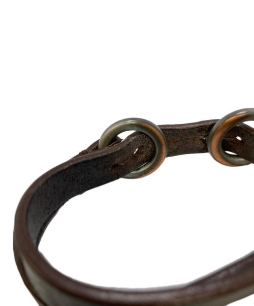Maison Margiela（メゾンマルジェラ）Maison Margiela (メゾンマルジェラ) レザーダブルリングブレスレット ブラウンの古着・服飾アイテム