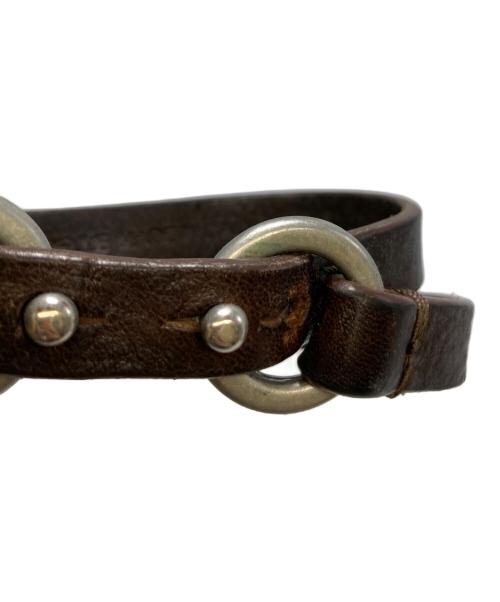 Maison Margiela（メゾンマルジェラ）Maison Margiela (メゾンマルジェラ) レザーダブルリングブレスレット ブラウンの古着・服飾アイテム