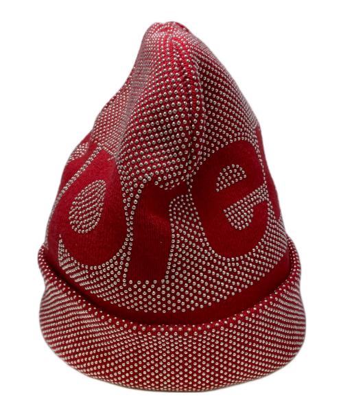 SUPREME（シュプリーム）Supreme (シュプリーム) Studded Knockout Big Logo Beanie レッドの古着・服飾アイテム