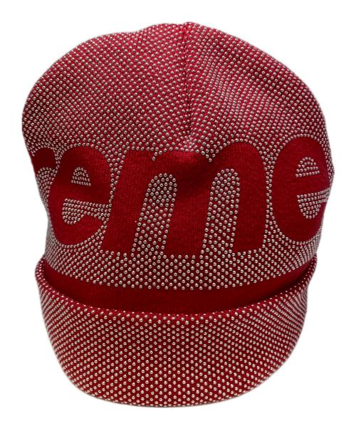 SUPREME（シュプリーム）Supreme (シュプリーム) Studded Knockout Big Logo Beanie レッドの古着・服飾アイテム