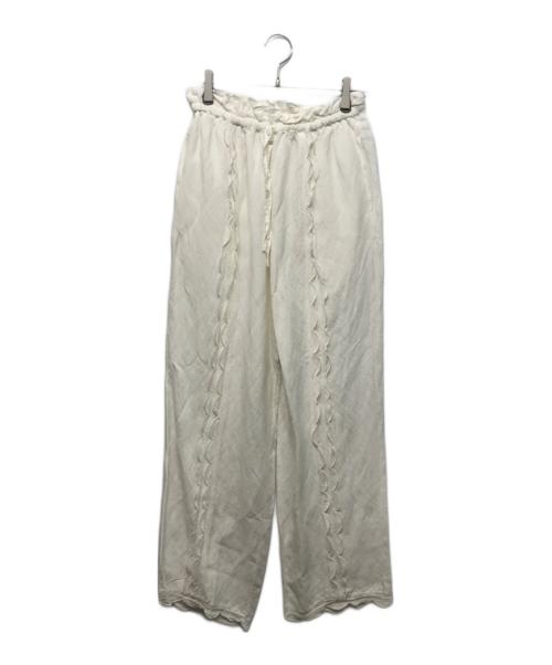 Sea Room lynn（シールームリン）Sea Room Lynn (シールームリン) LINENスカラップパンツ ホワイト サイズ:Ｍ 未使用品の古着・服飾アイテム