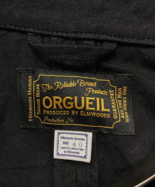 ORGUEIL（オルゲイユ）ORGUEIL (オルゲイユ) コットンリネン フレンチワークジャケット ブラック サイズ:40の古着・服飾アイテム