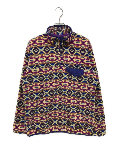 Patagonia（パタゴニア）Patagonia (パタゴニア) ウィメンズ・ライトウェイト・シンチラ・スナップT・プルオーバー ベージュ×パープル サイズ:Mの古着・服飾アイテム