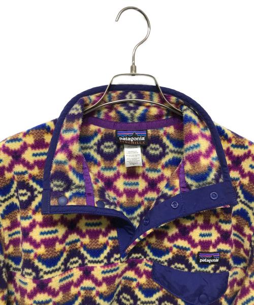 Patagonia（パタゴニア）Patagonia (パタゴニア) ウィメンズ・ライトウェイト・シンチラ・スナップT・プルオーバー ベージュ×パープル サイズ:Mの古着・服飾アイテム