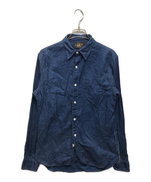 RRL（ダブルアールエル）RRL (ダブルアールエル) リネン混ストライプシャツ インディゴ サイズ:Sの古着・服飾アイテム