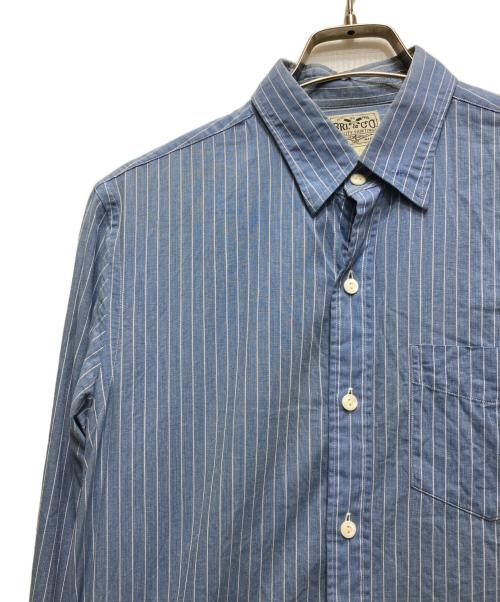 RRL（ダブルアールエル）RRL (ダブルアールエル) ストライプシャツ ブルー サイズ:14.5の古着・服飾アイテム