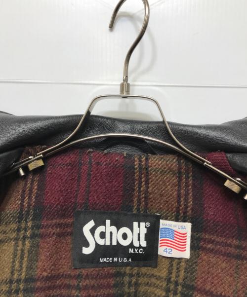 Schott（ショット）Schott (ショット) 裏地ブランケットレザージャケット ブラック サイズ:42の古着・服飾アイテム