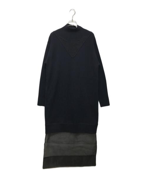 3.1 phillip lim（スリーワンフィリップリム）3.1 phillip lim (スリーワンフィリップリム) オーガンザコンボ モックネックドレス ネイビー サイズ:S 未使用品の古着・服飾アイテム