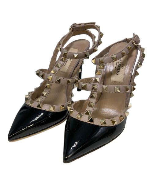 VALENTINO（ヴァレンティノ）VALENTINO (ヴァレンティノ) ロックスタッズ パテント ヒール パンプス ブラック サイズ:SIZE 34の古着・服飾アイテム