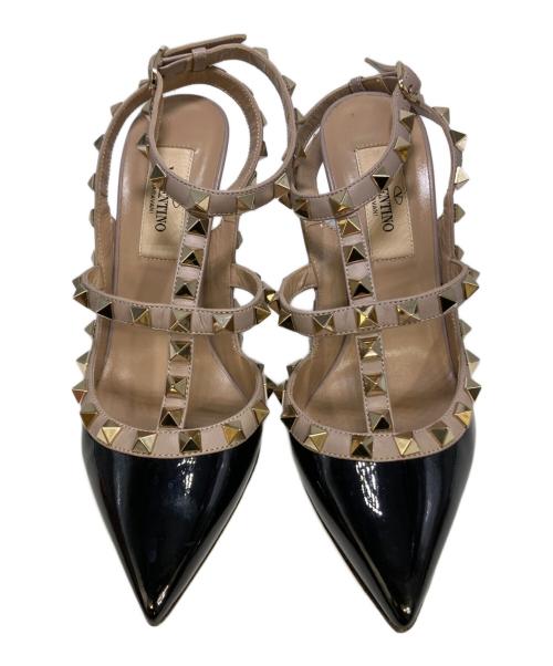 VALENTINO（ヴァレンティノ）VALENTINO (ヴァレンティノ) ロックスタッズ パテント ヒール パンプス ブラック サイズ:SIZE 34の古着・服飾アイテム