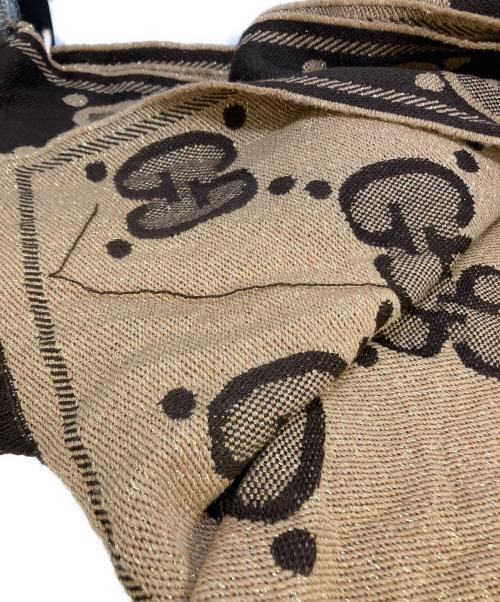 GUCCI（グッチ）GUCCI (グッチ) GGウールラメジャカードスカーフ ブラウンの古着・服飾アイテム