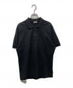 Christian Diorクリスチャン ディオール）の古着「同色刺繍半袖ポロシャツ」｜ブラック
