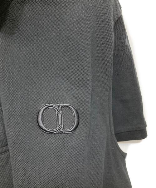 Christian Dior（クリスチャン ディオール）Christian Dior (クリスチャン ディオール) 同色刺繍半袖ポロシャツ ブラック サイズ:XLの古着・服飾アイテム